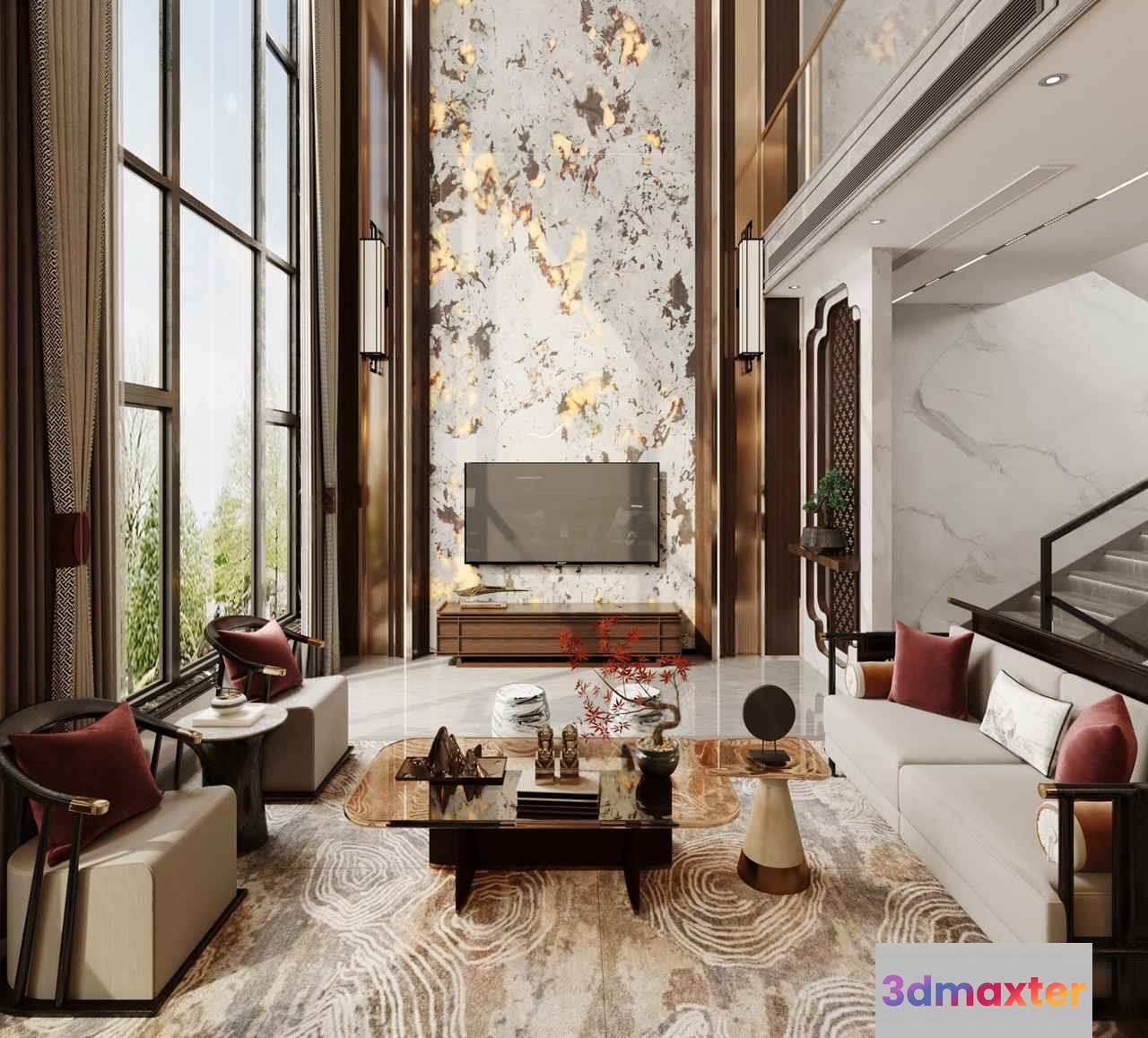 Modern Living Room 3D Model - 1143 - CORONA Render