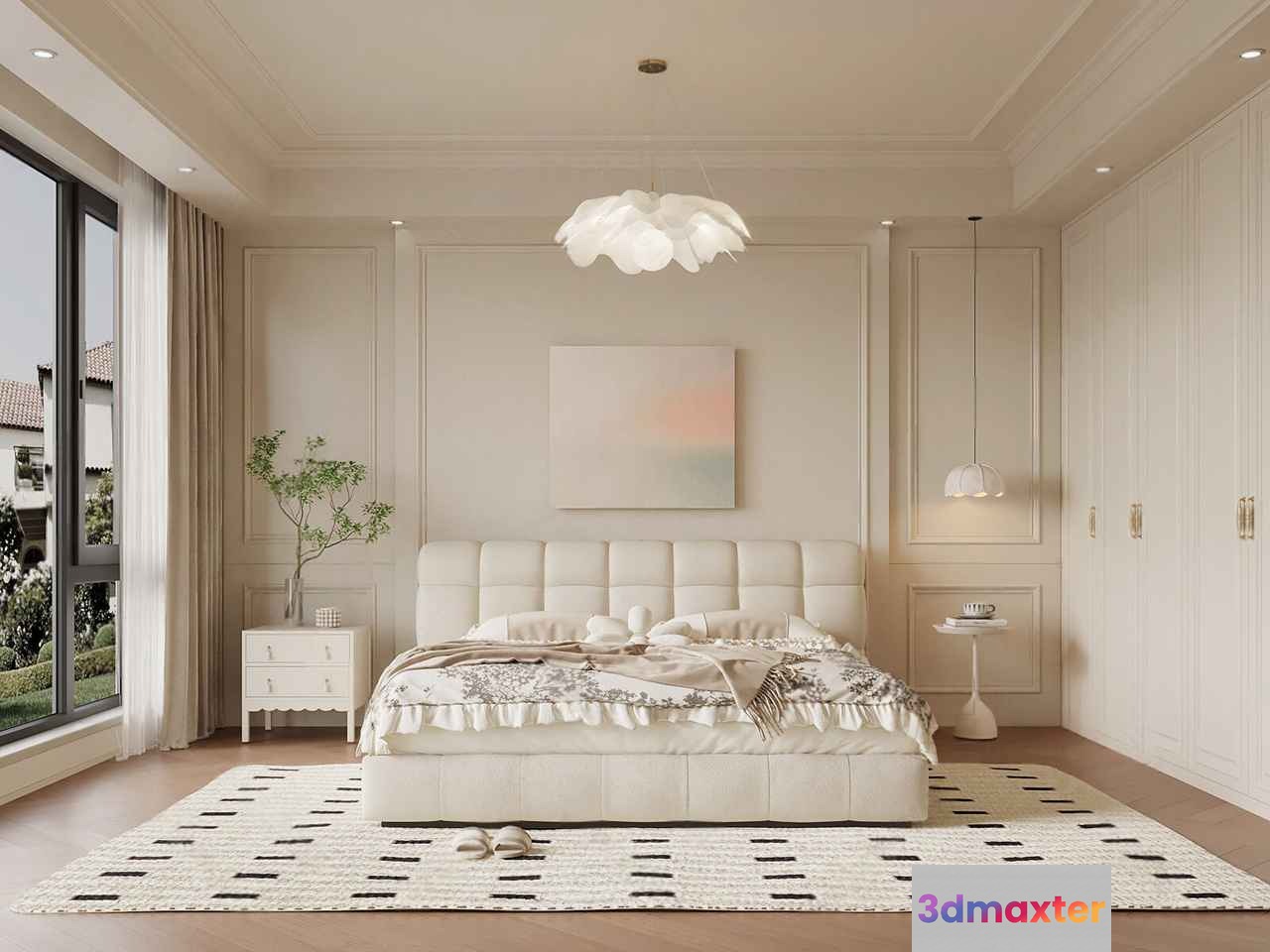 Cozy White Bedroom 3D Model - 4869 - VRAY Render