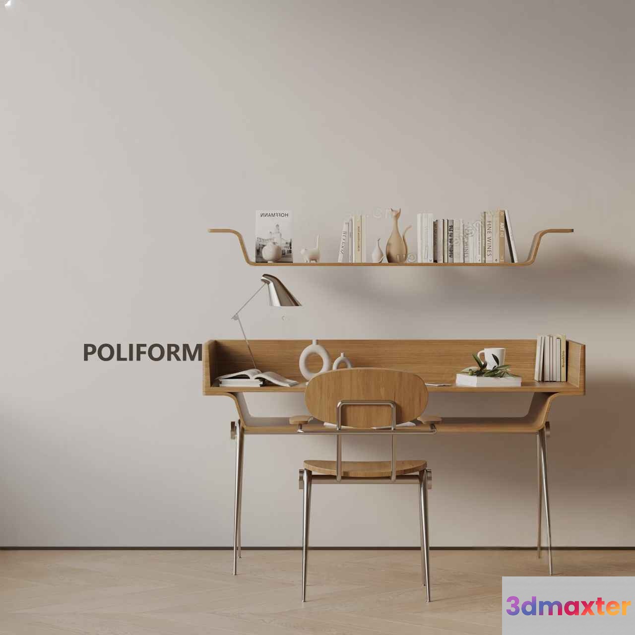 A Minimalist Home Office Setup 3D Model - 17626 - VRAY Render