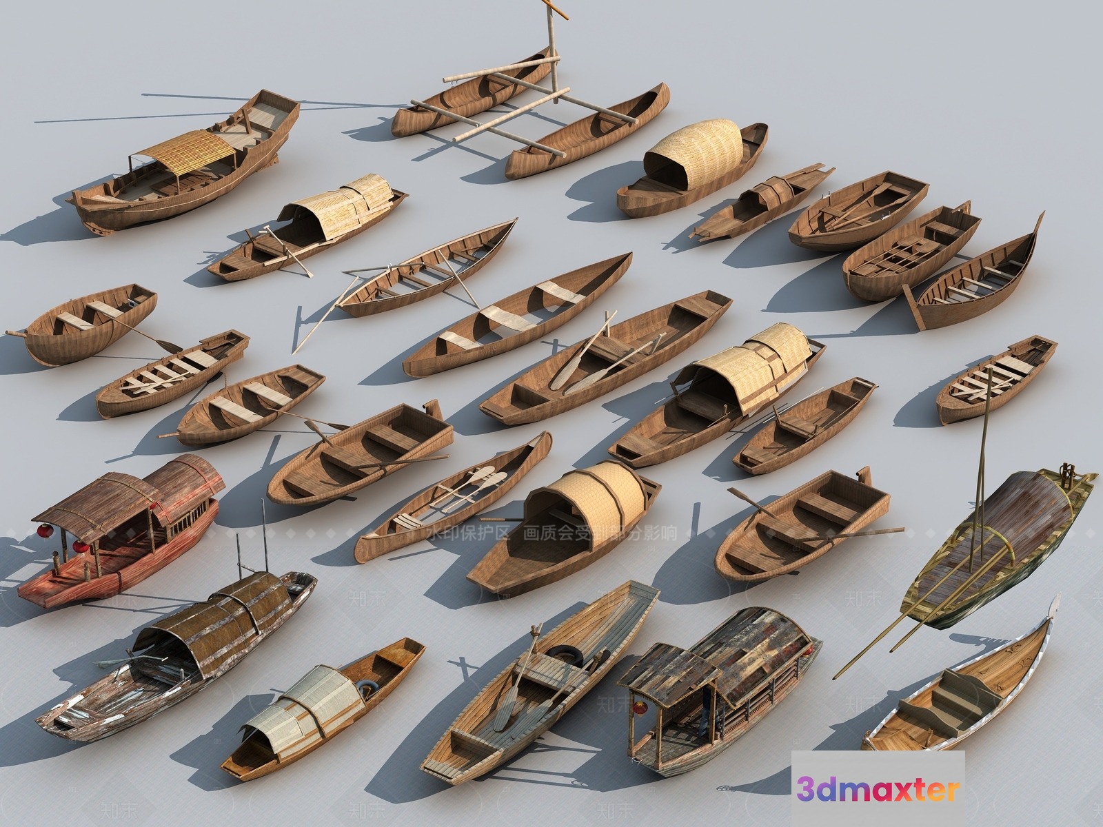 These Are Wooden Boats 3D Model - 16242 - VRAY Render