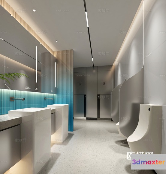 Modern Public Restroom 3D Model - 23135 - VRAY Render