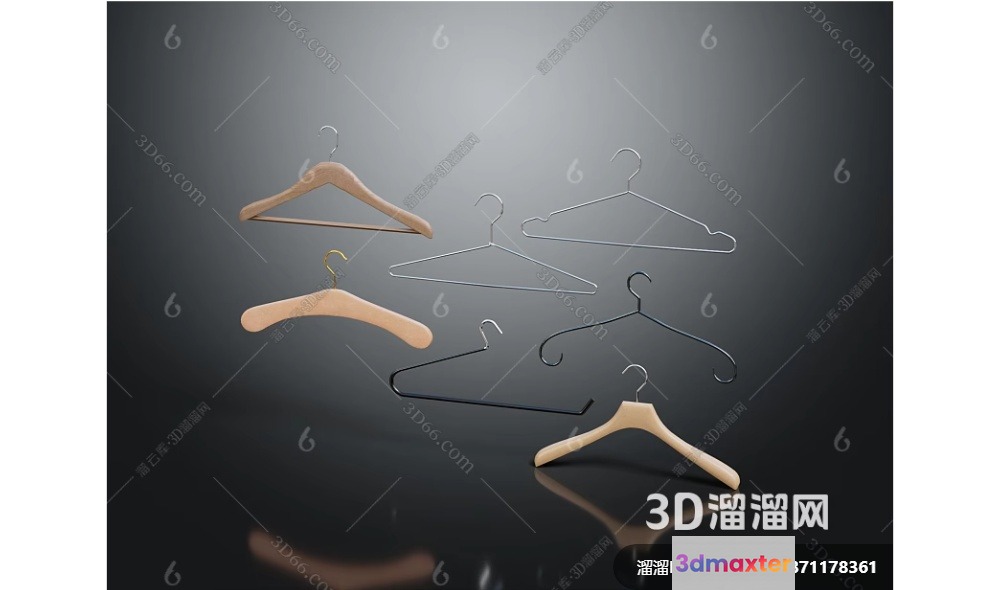 Wooden Coat Hangers 3D Model - 17849 - VRAY Render