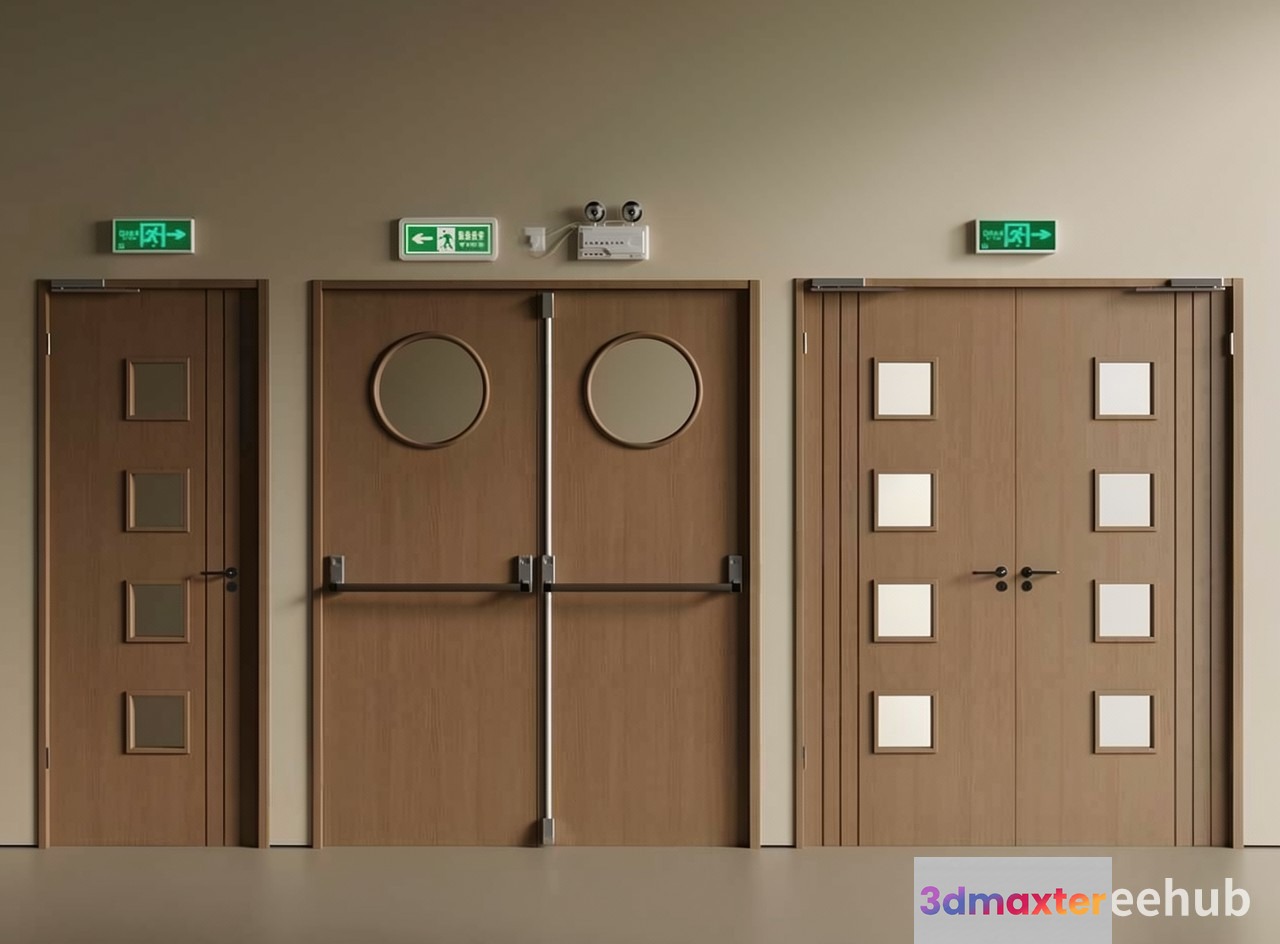 Three Doors With Various Styles 3D Model - 23268 - VRAY Render