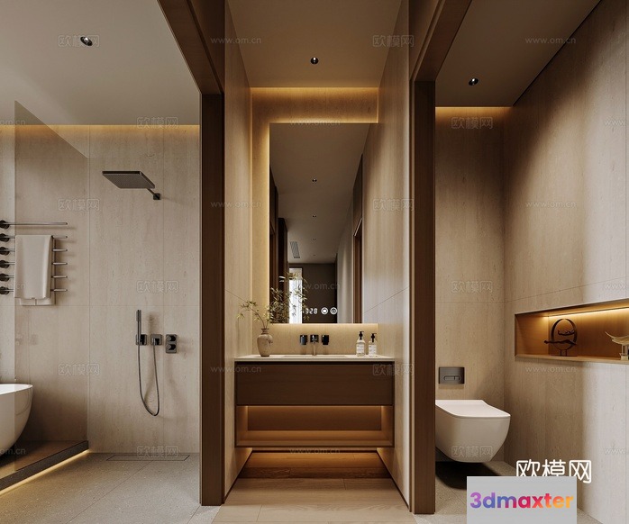 Modern Bathroom Design 3D Model - 20306 - CORONA Render
