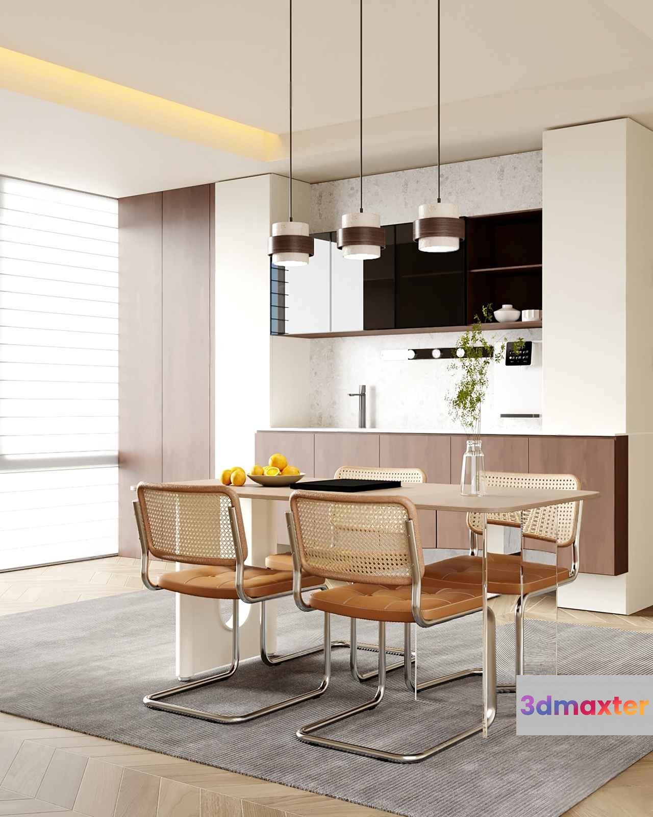 Modern Dining Area 3D Model - 17446 - VRAY Render