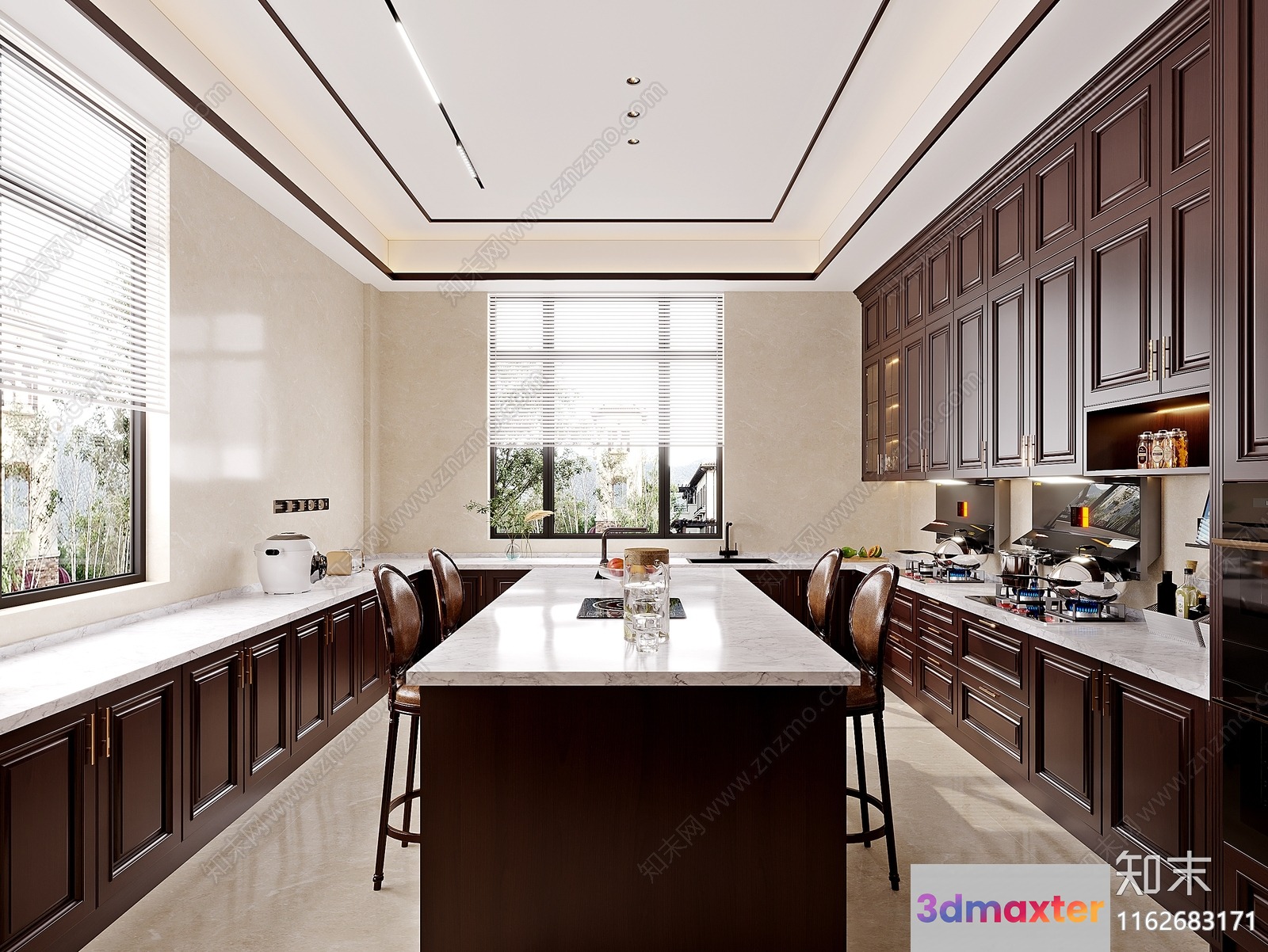 Modern Kitchen Island 3D Model - 13652 - VRAY Render