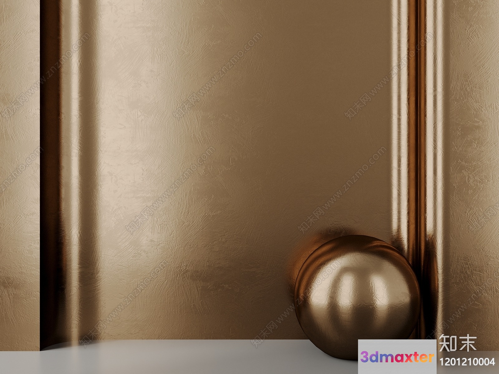 Gold Sphere Against Gold Wall 3D Model - 3622 - CORONA Render