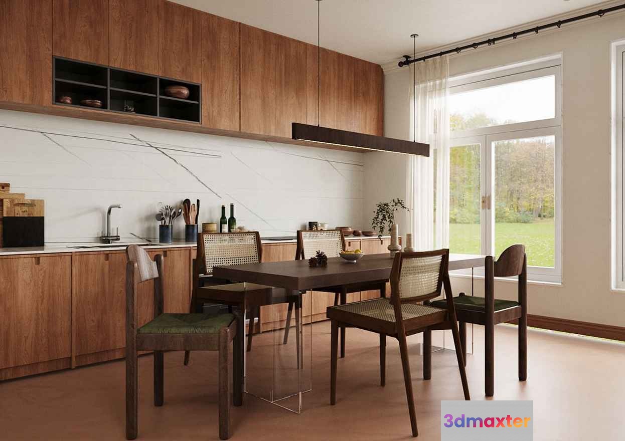 Modern Dining Room 3D Model - 12832 - CORONA Render