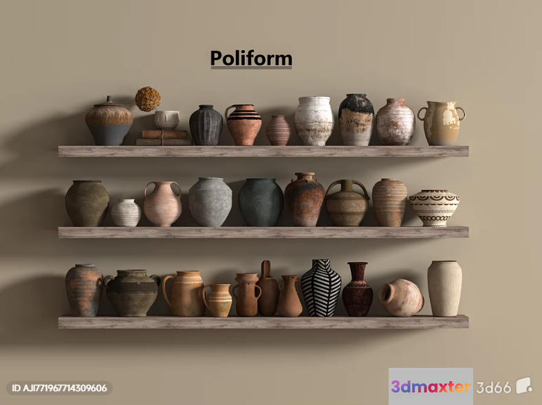 A Collection Of Ceramic Vases 3D Model - 19372 - VRAY Render