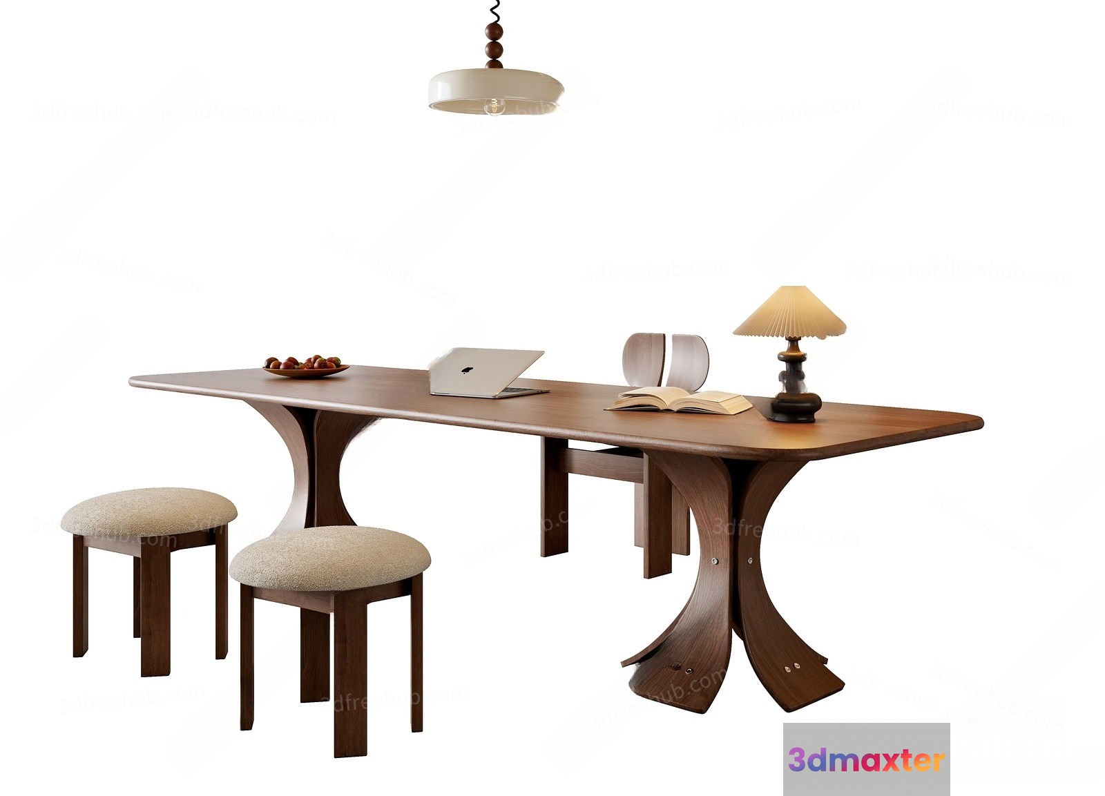 Wooden Office Desk 3D Model - 19969 - VRAY Render