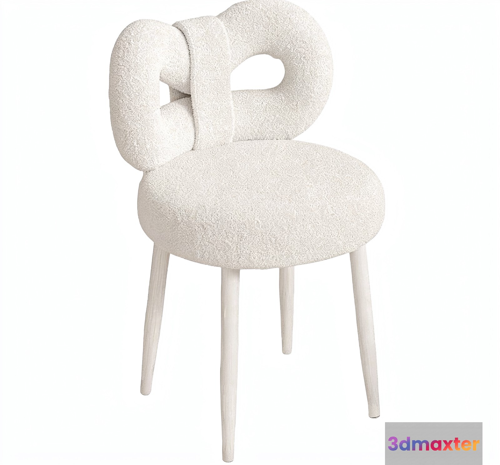 White Plush Chair 3D Model - 23016 - VRAY Render