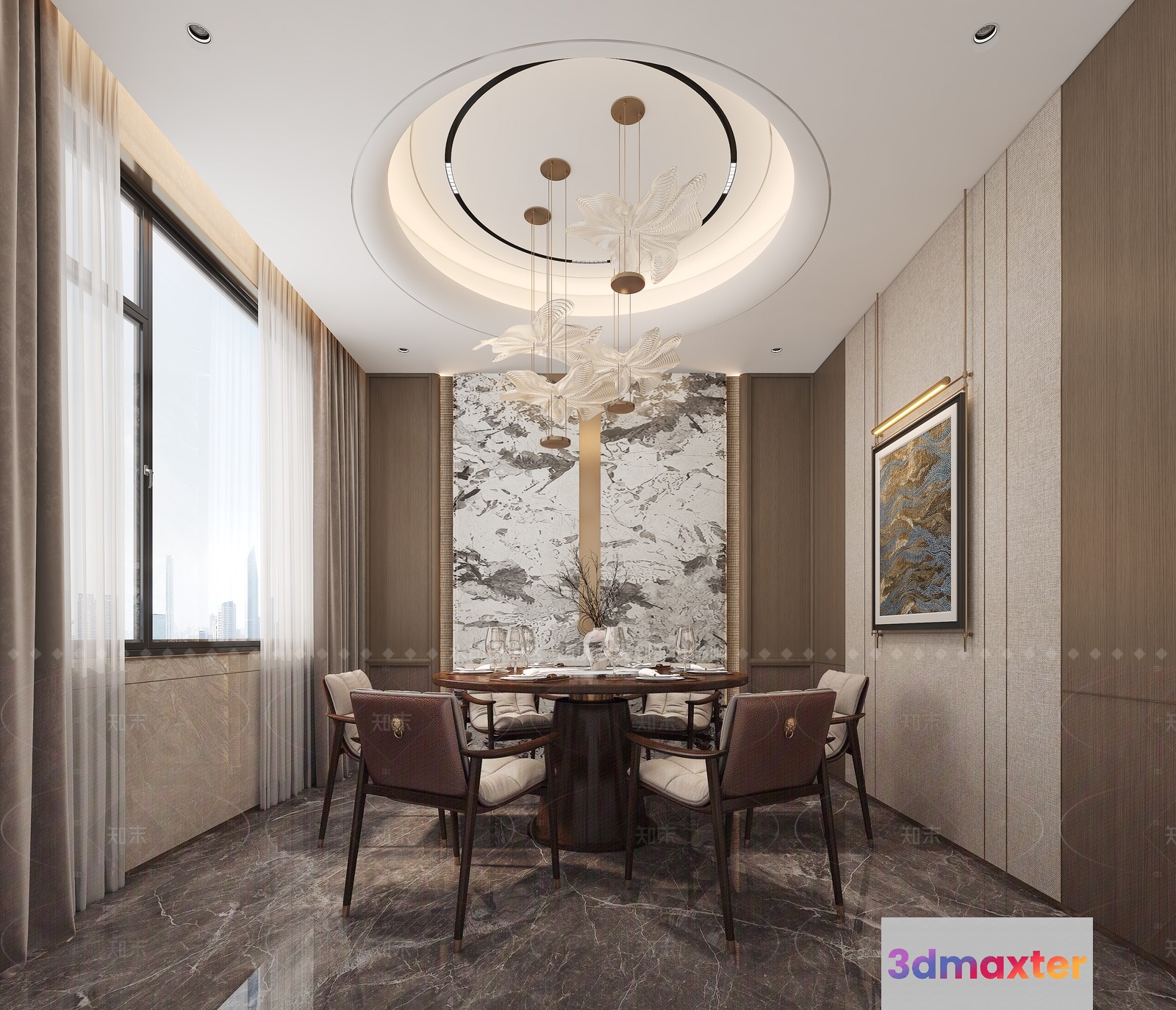A Modern Dining Room 3D Model - 15230 - VRAY Render