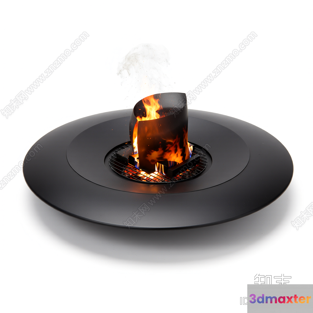 A Black Fire Pit 3D Model - 8761 - VRAY Render