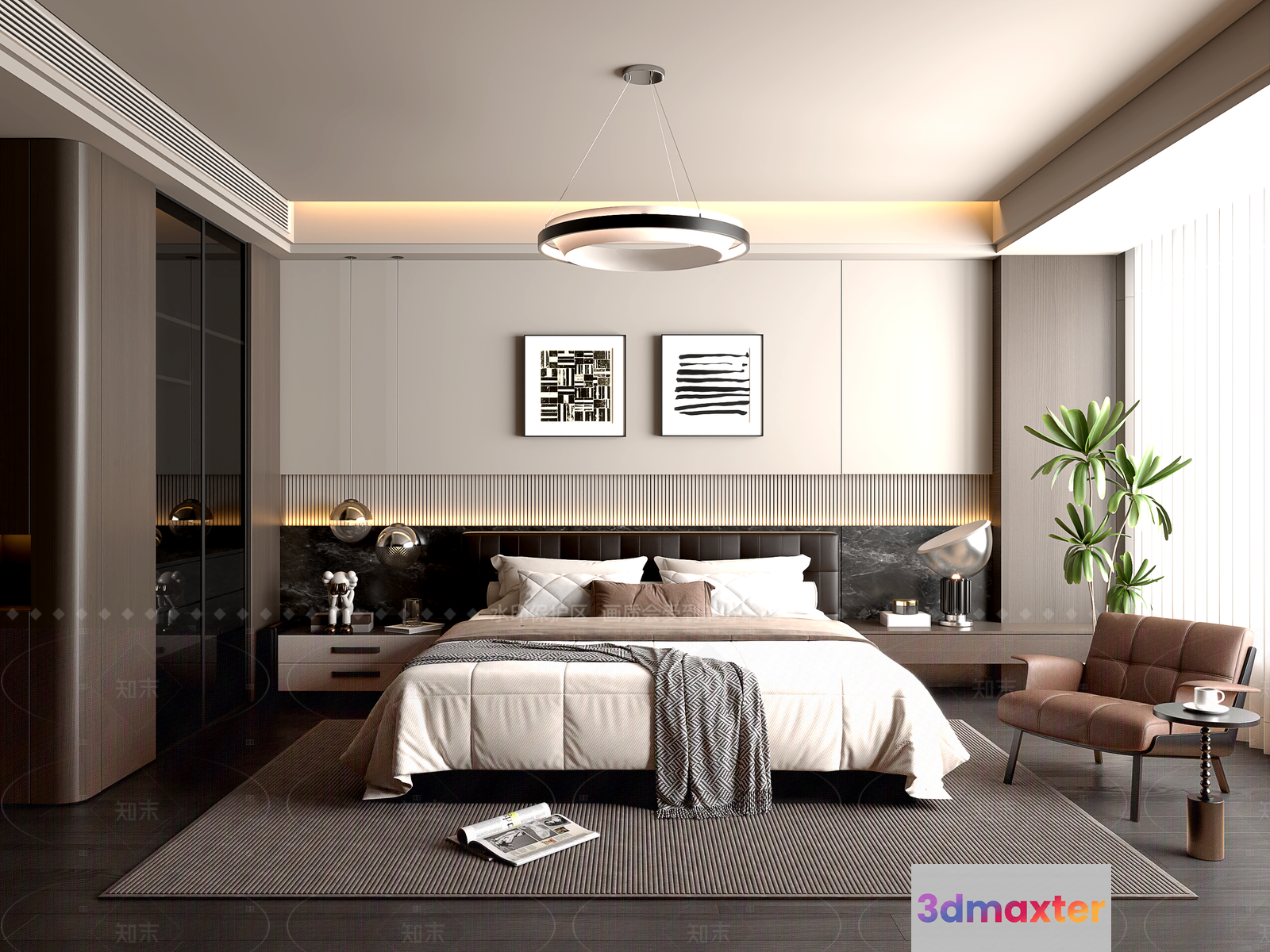 Modern Master Bedroom 3D Model - 764 - VRAY Render