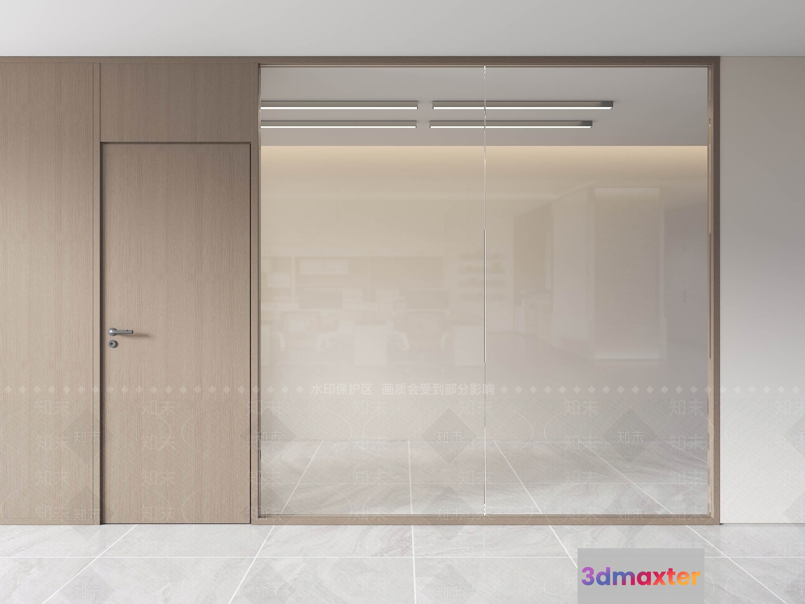 A Modern Glass Door 3D Model - 16826 - VRAY Render