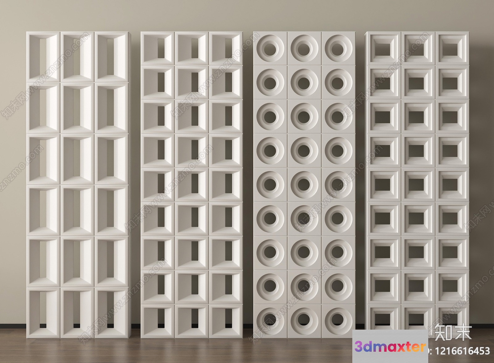 White Wall Shelving 3D Model - 18441 - VRAY Render