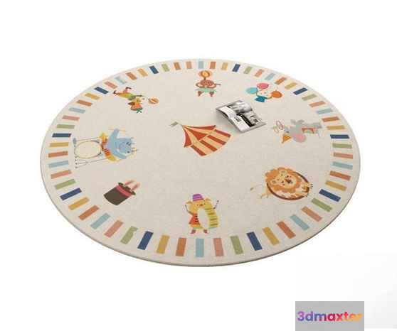 Round Rug With Colorful Border 3D Model - 18113 - VRAY Render