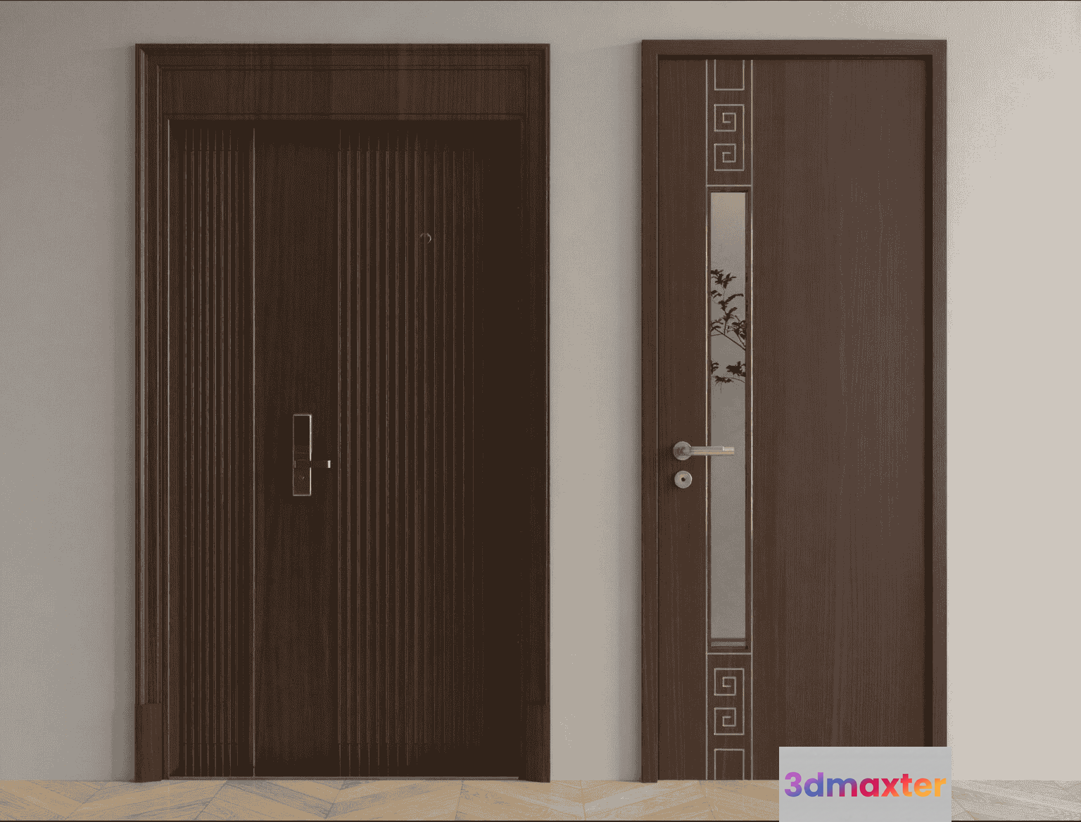 Two Doors. They Are Brown 3D Model - 10302 - VRAY Render