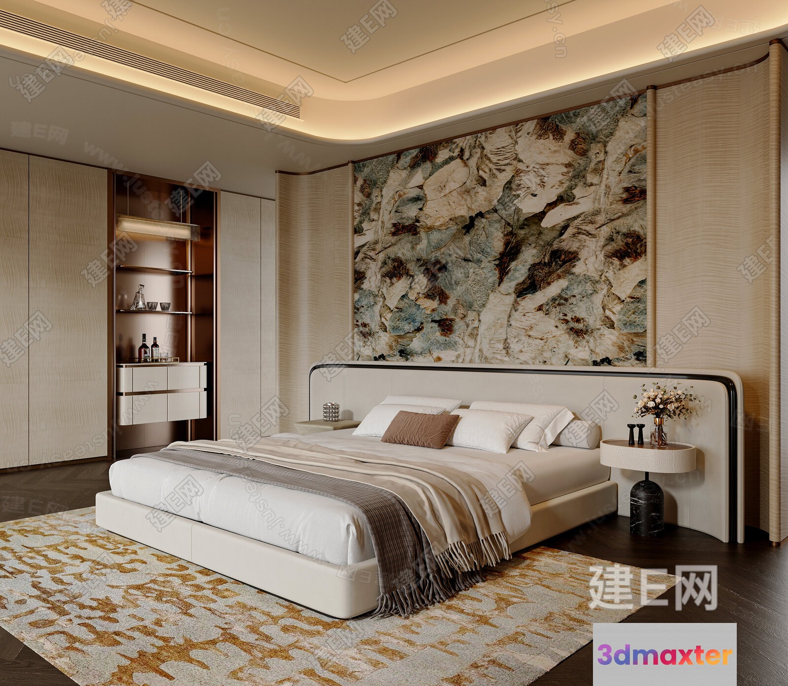 Modern Master Bedroom 3D Model - 3734 - VRAY Render