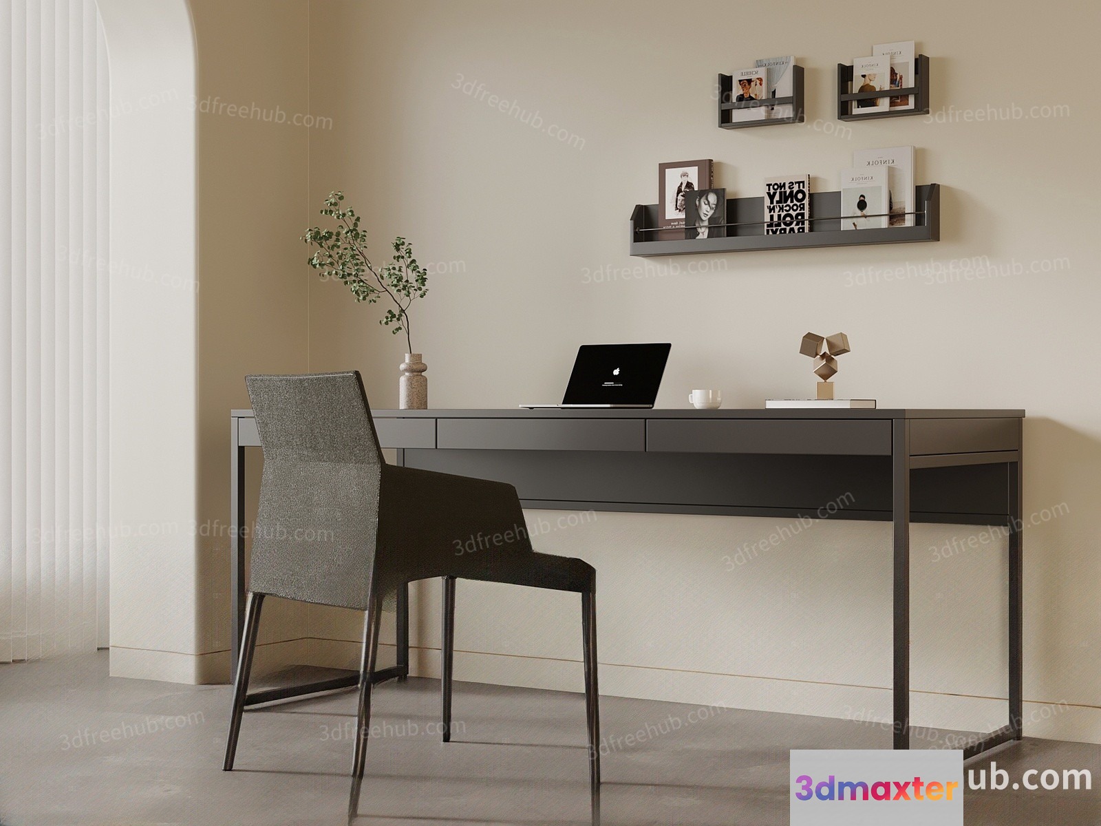 Minimalist Office Desk 3D Model - 18585 - VRAY Render