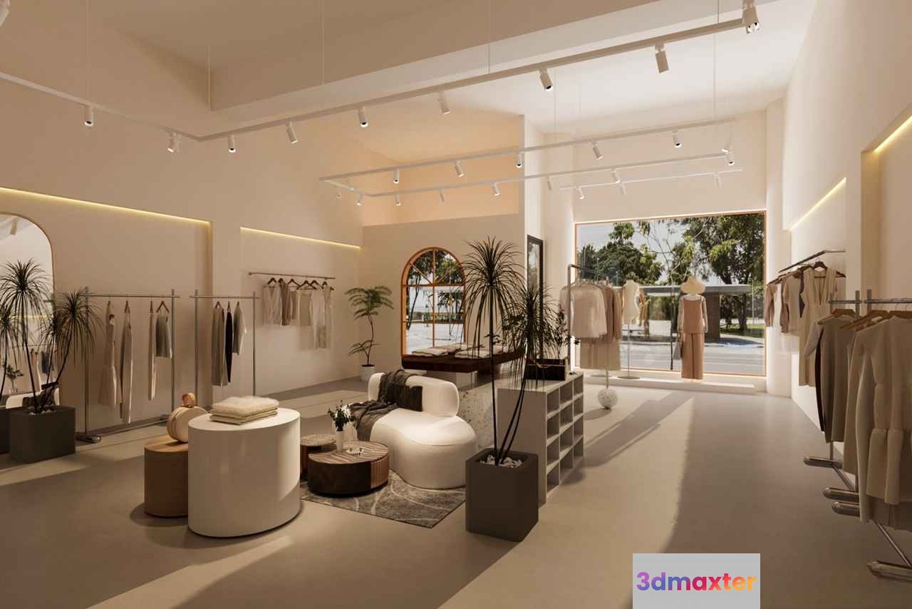 Minimalist Clothing Store 3D Model - 8229 - CORONA Render