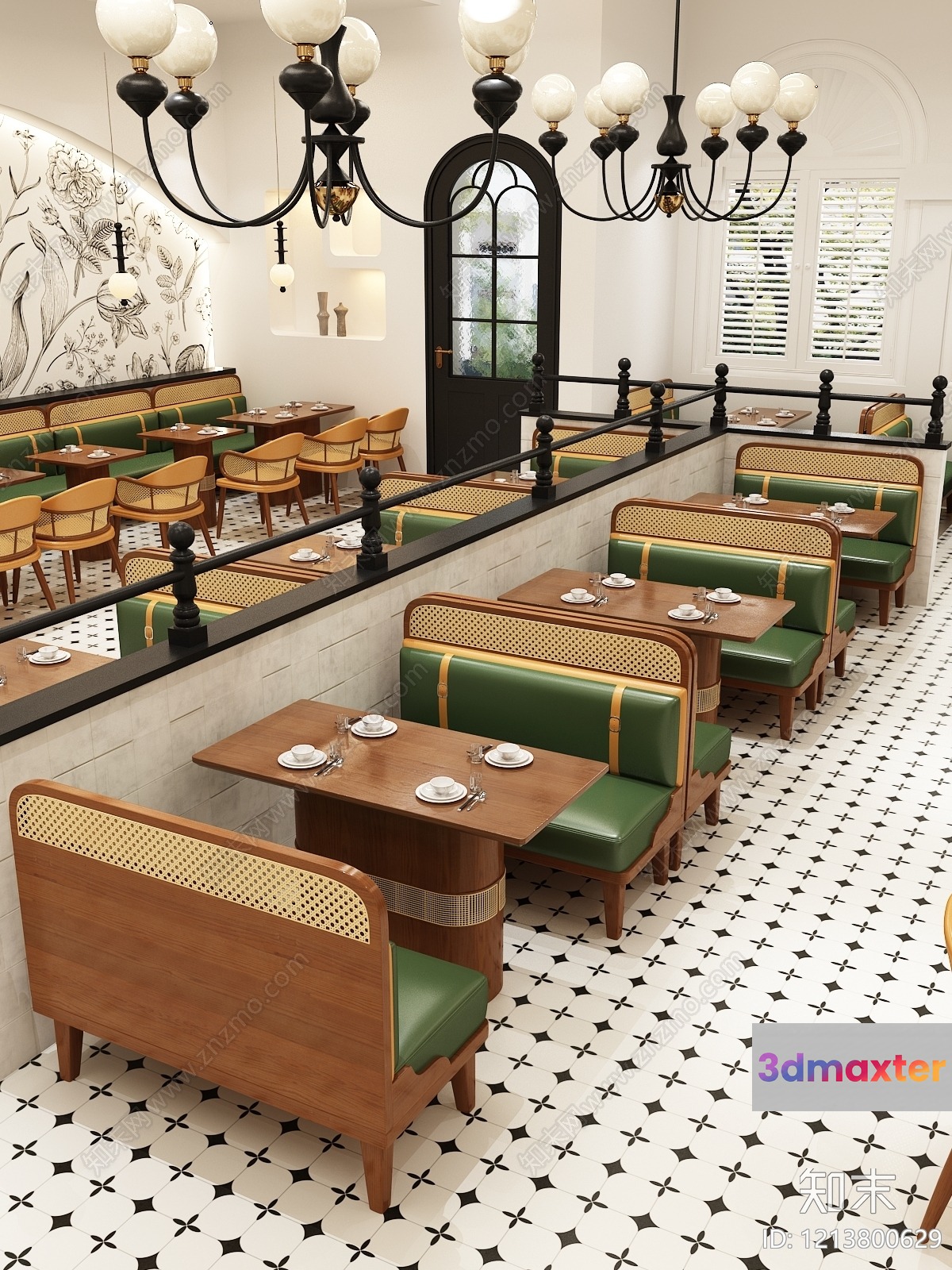 Green And Brown Booth 3D Model - 10176 - VRAY Render