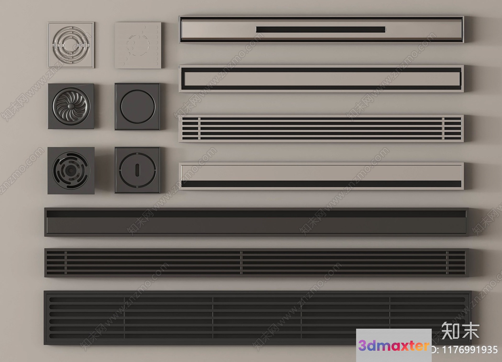 Grey Air Vent 3D Model - 17612 - VRAY Render