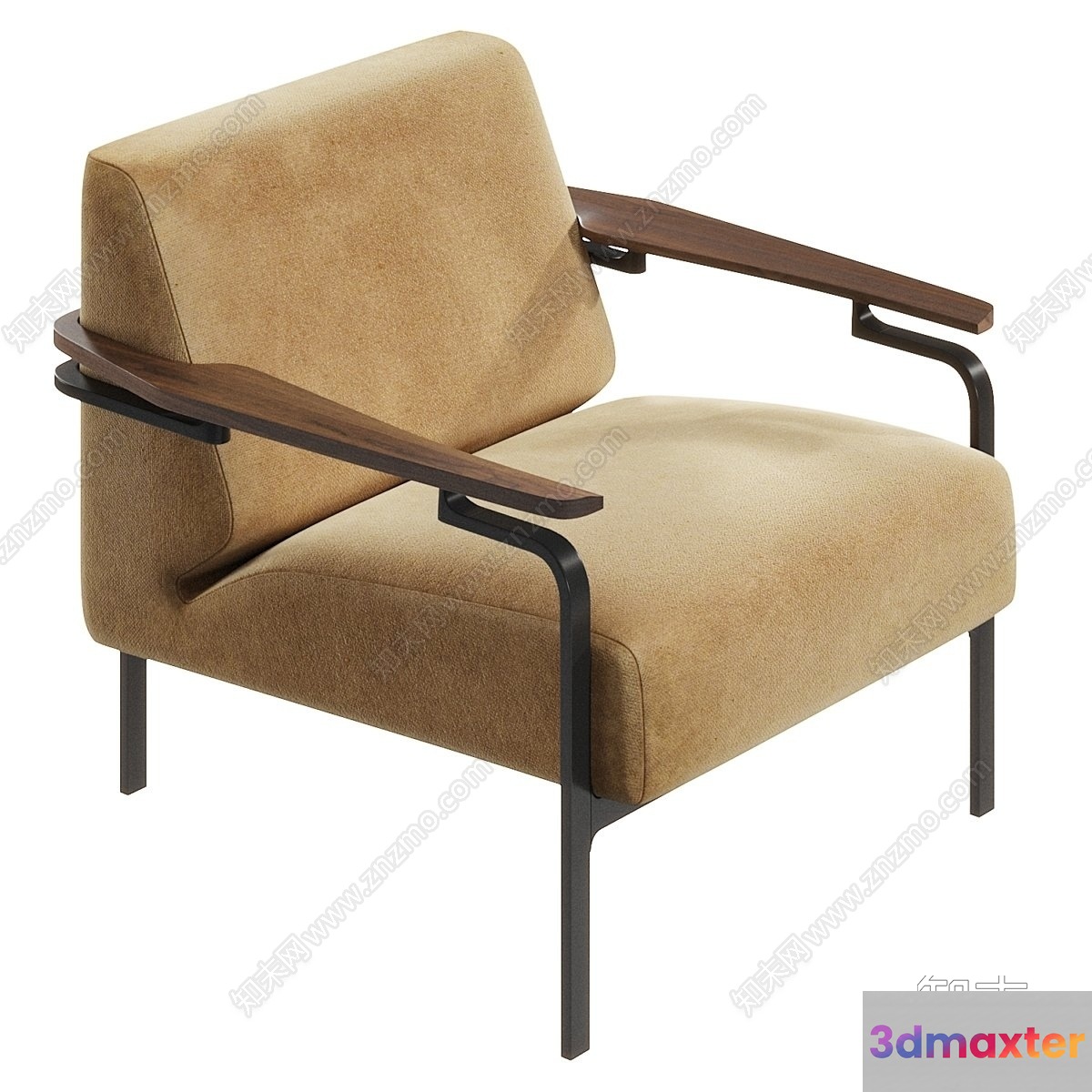 Modern Armchair With Wood Arms 3D Model - 14854 - VRAY Render