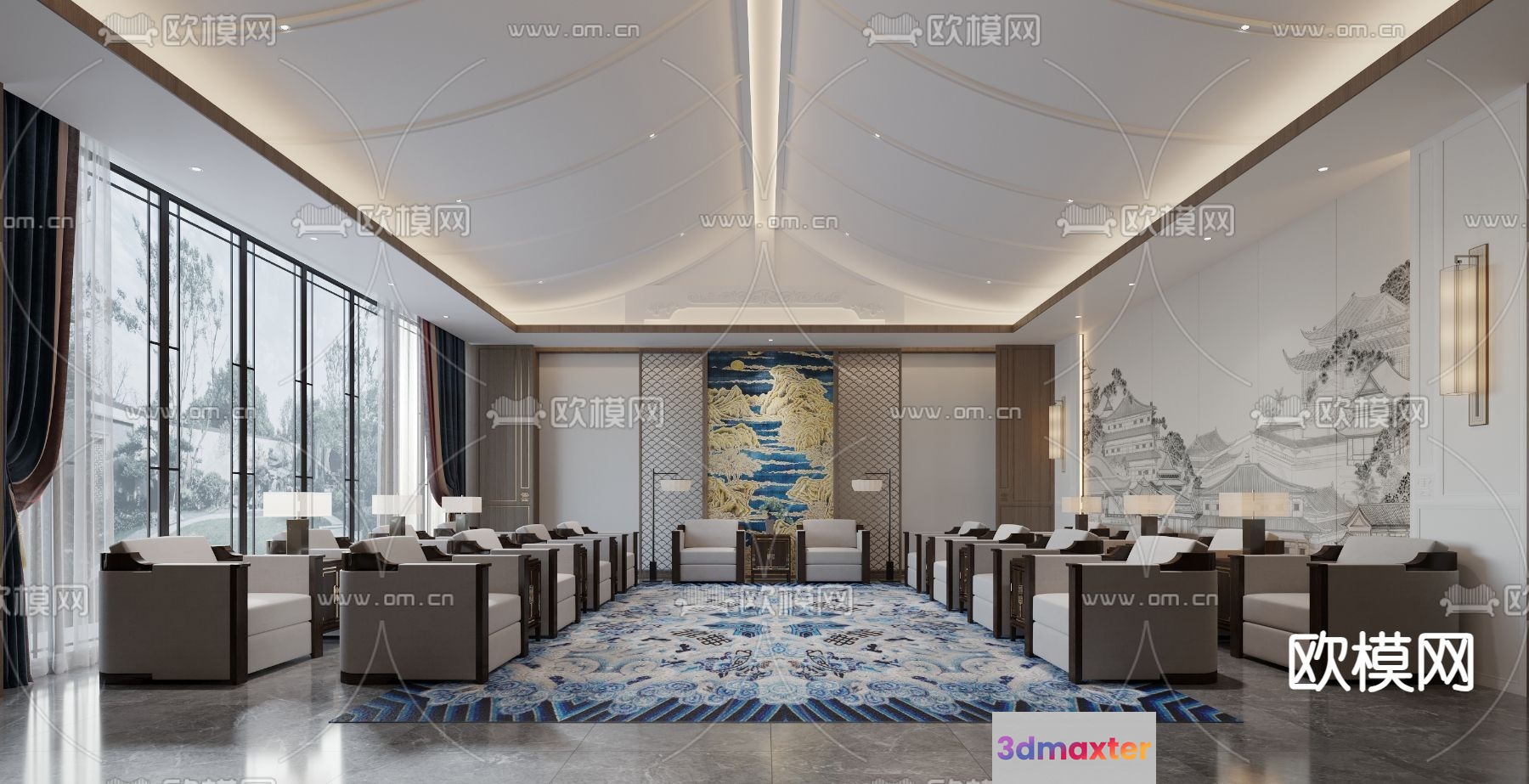Modern Living Room 3D Model - 1000 - VRAY Render