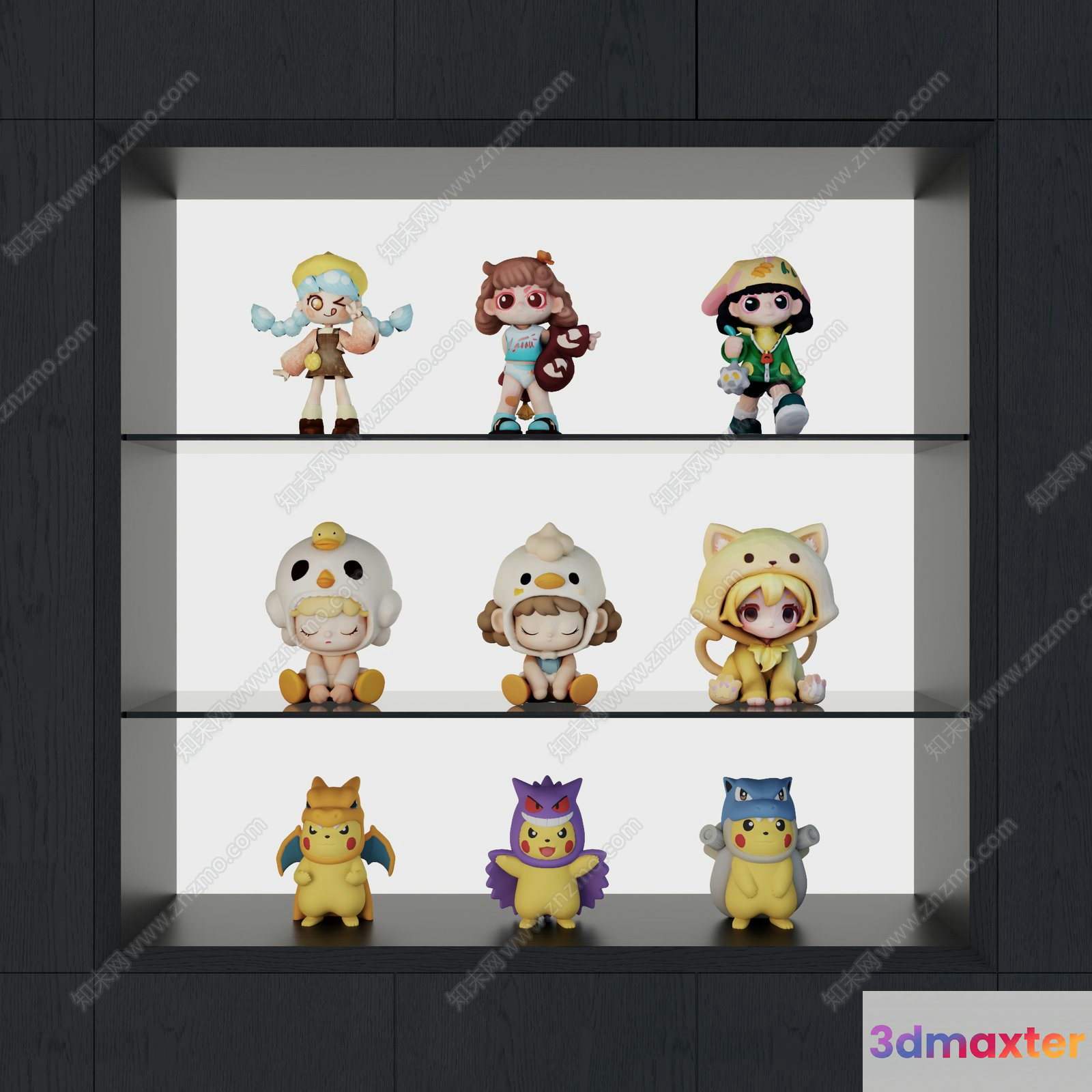 Small Toy Figurines 3D Model - 8755 - VRAY Render