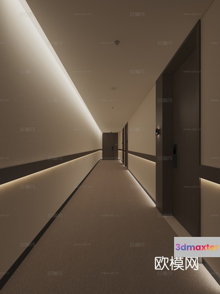 Modern Lighted Hallway 3D Model - 14633 - VRAY Render