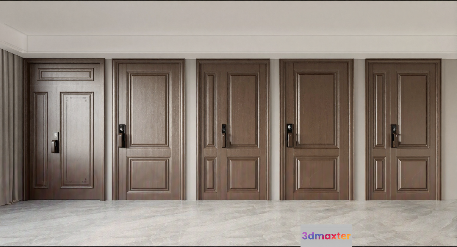 A Row Of Brown Doors 3D Model - 8032 - VRAY Render