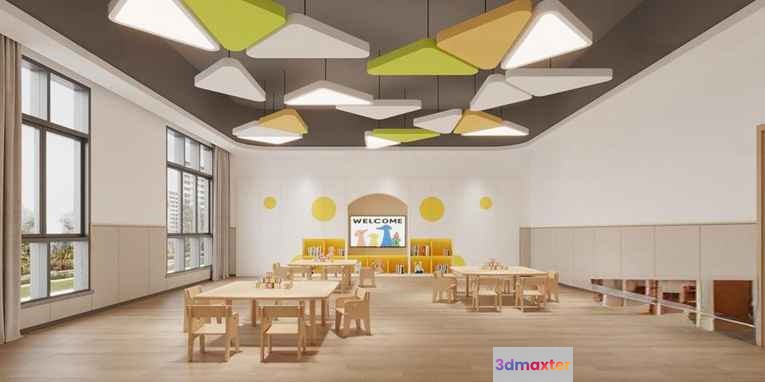 Modern Classroom 3D Model - 12615 - CORONA Render