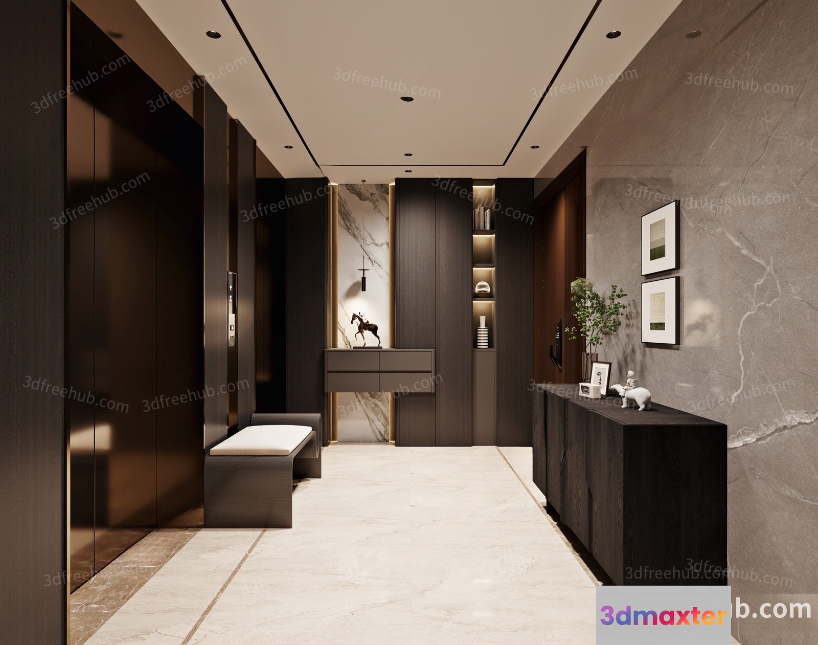 Modern Hallway 3D Model - 19676 - VRAY Render