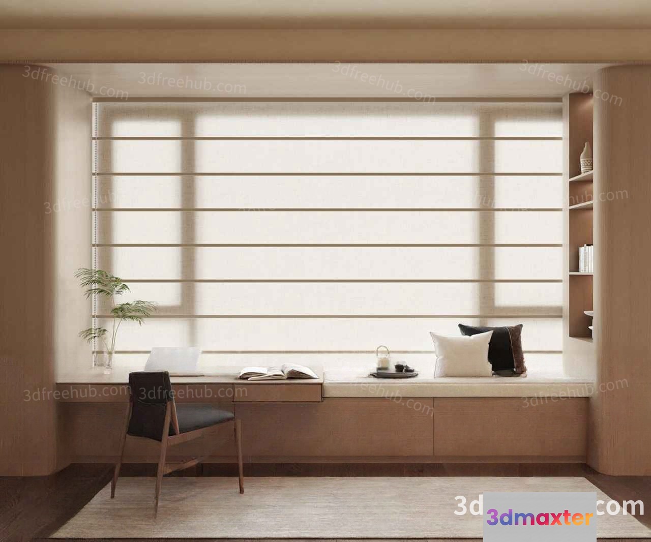 Cozy Home Office 3D Model - 18549 - VRAY Render