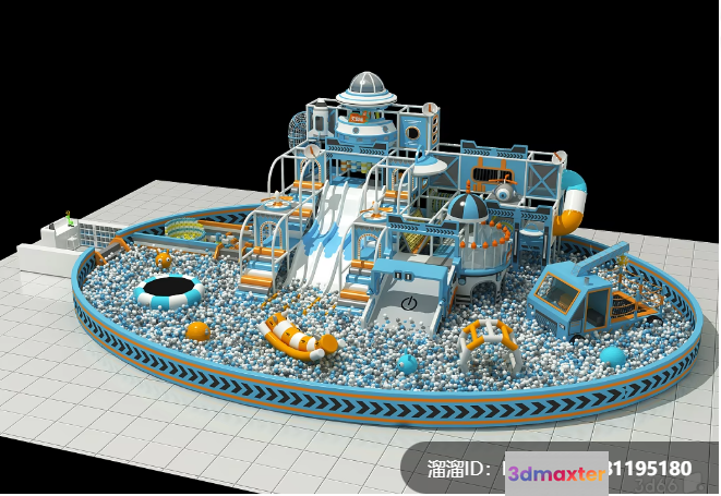 A Large Blue And White Playground 3D Model - 21029 - VRAY Render