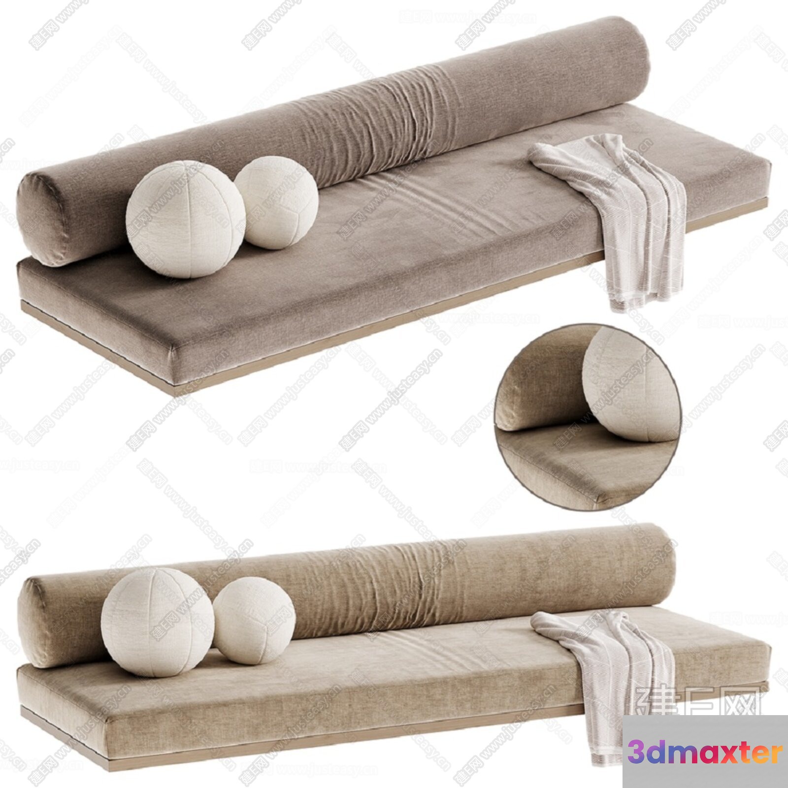 Cozy Futon Sofa 3D Model - 11666 - CORONA Render