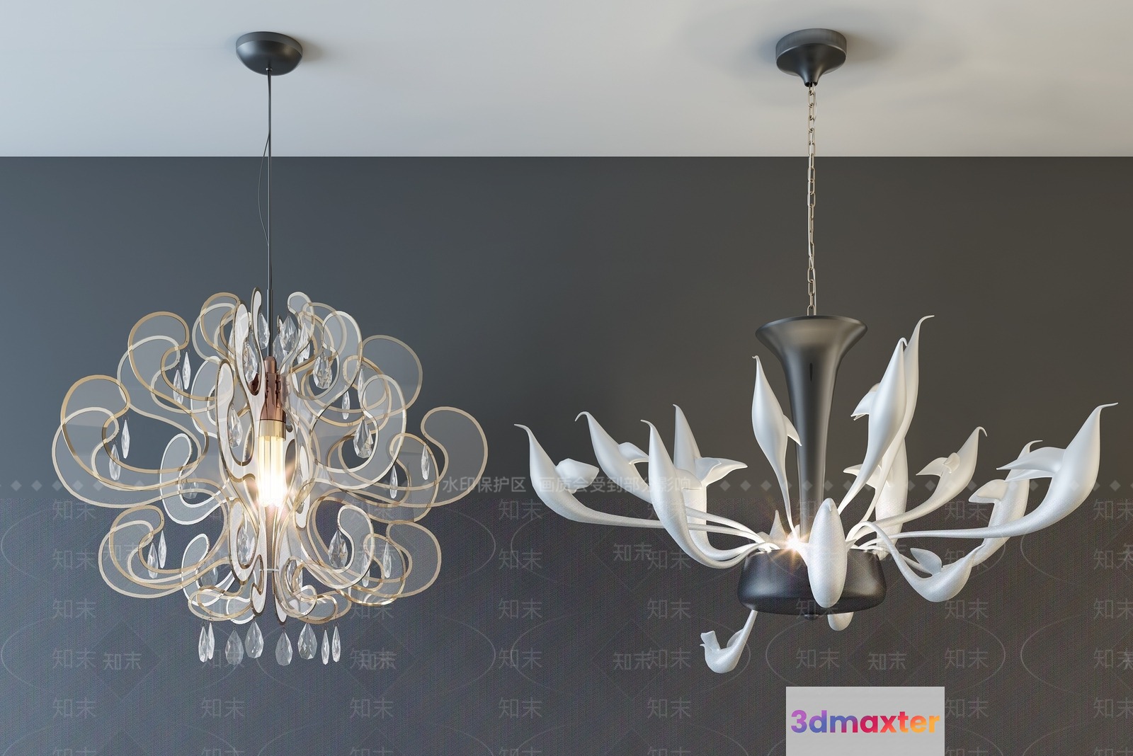 Gold Light Fixture 3D Model - 17790 - VRAY Render