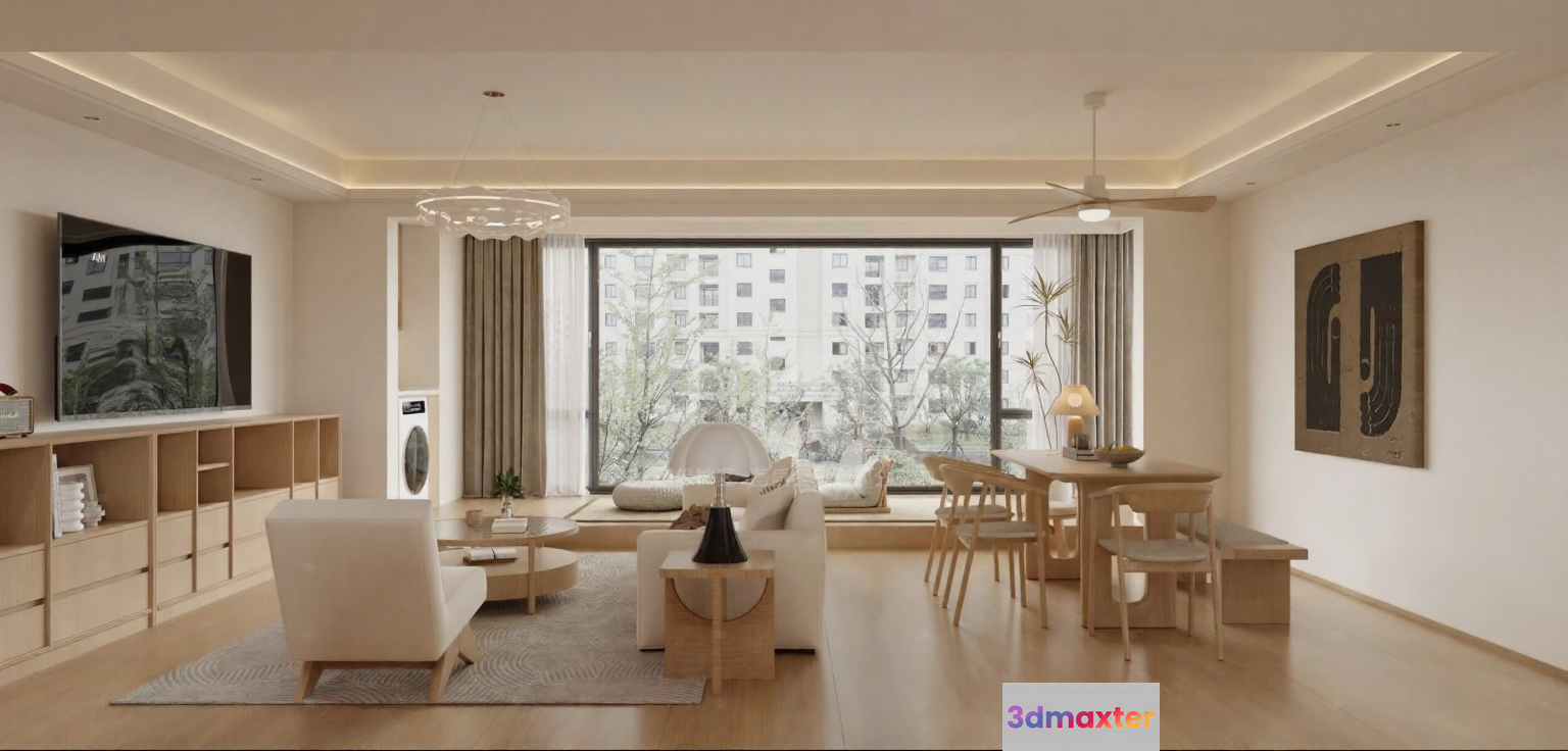 Modern Living Room 3D Model - 10604 - VRAY Render