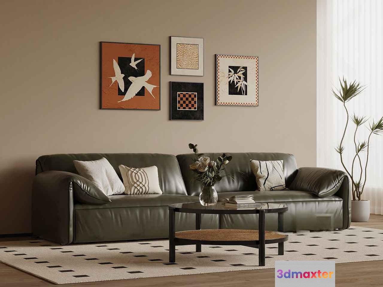 Modern Living Room 3D Model - 3415 - VRAY Render