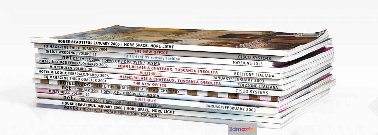 A Stack Of Magazines 3D Model - 19487 - VRAY Render