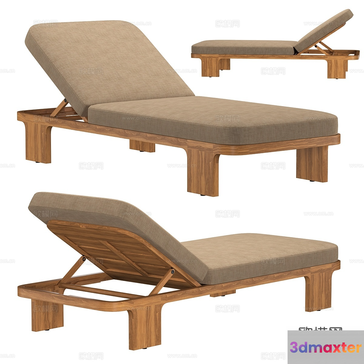 A Wooden Chaise Lounge 3D Model - 16122 - VRAY Render