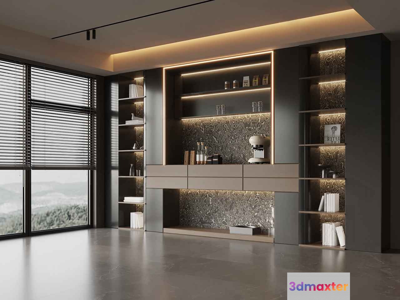 Modern Living Room 3D Model - 1521 - VRAY Render