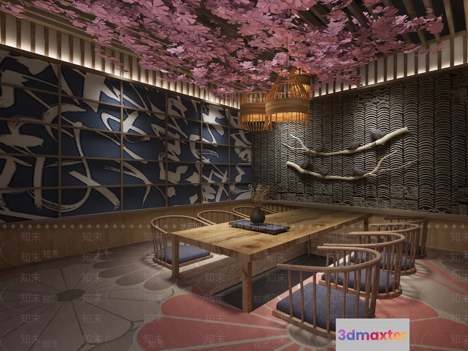 Wooden Dining Table 3D Model - 1022 - VRAY Render