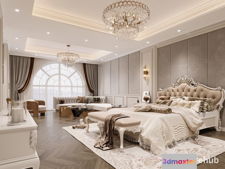 A Luxurious Bedroom 3D Model - 23004 - VRAY Render