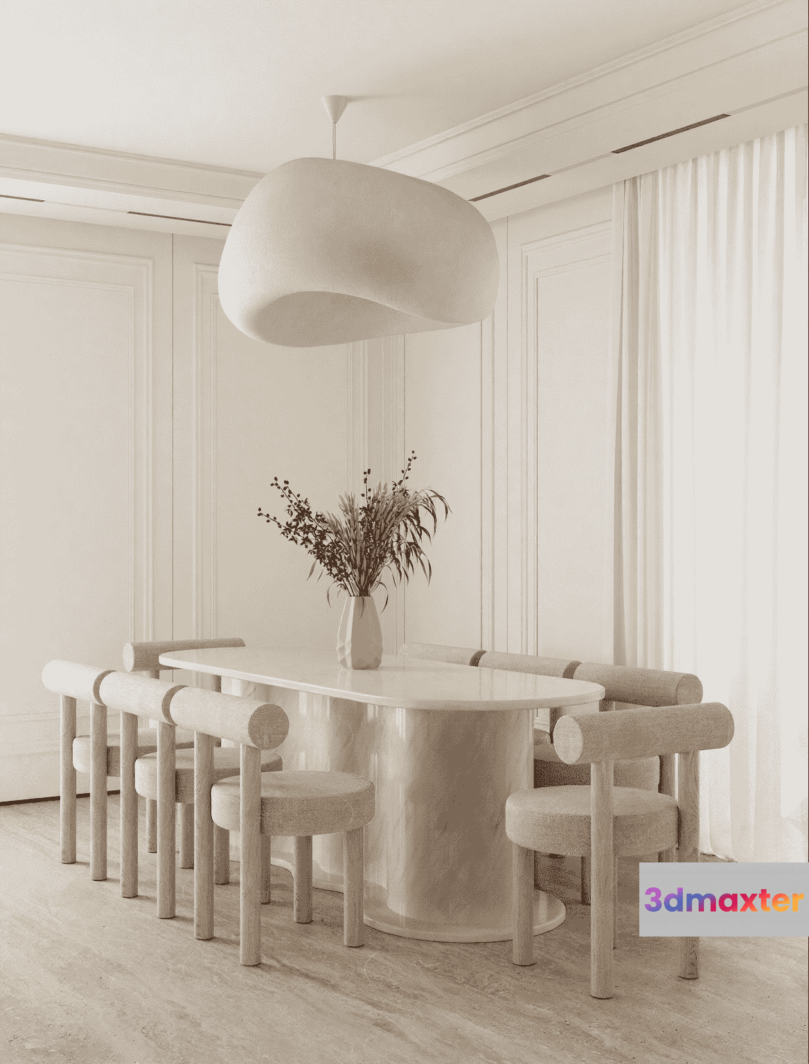 Modern Minimalist Dining Room 3D Model - 11205 - VRAY Render