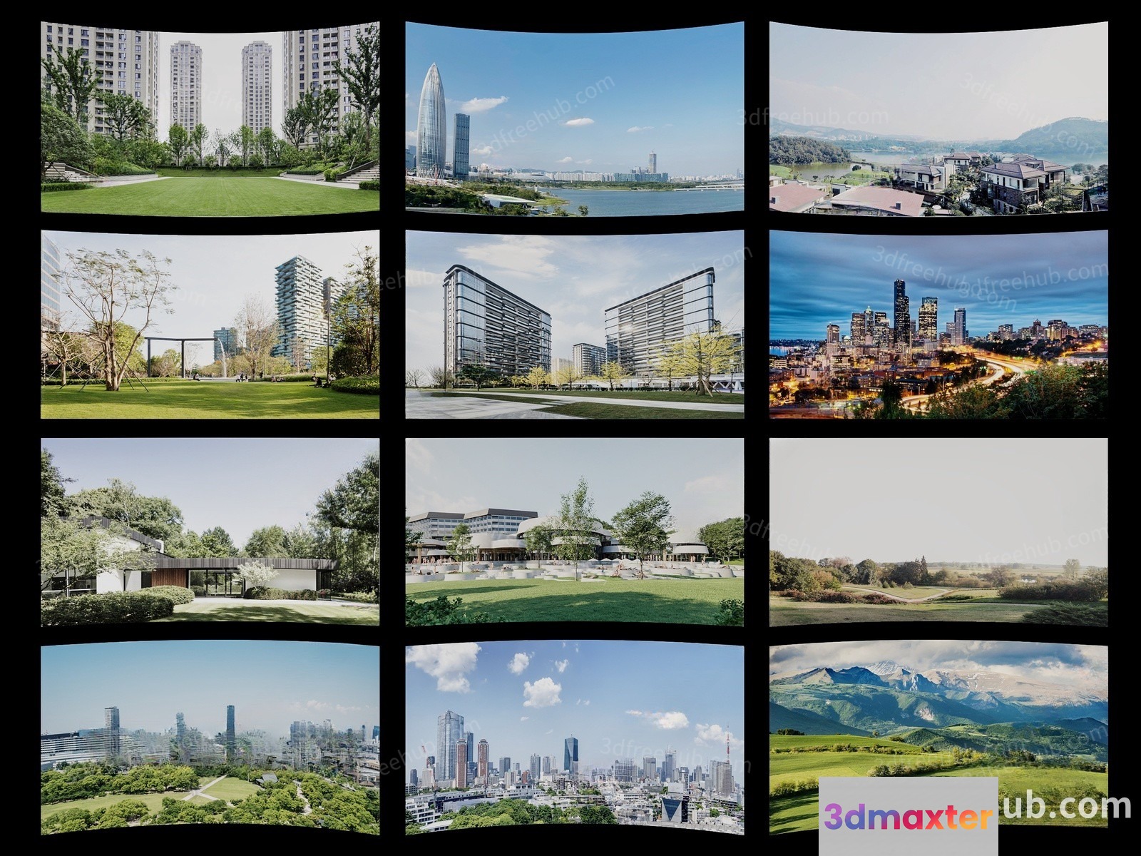 A Collection Of 3D Renderings Of Various Citysc 3D Model - 21615 - VRAY Render