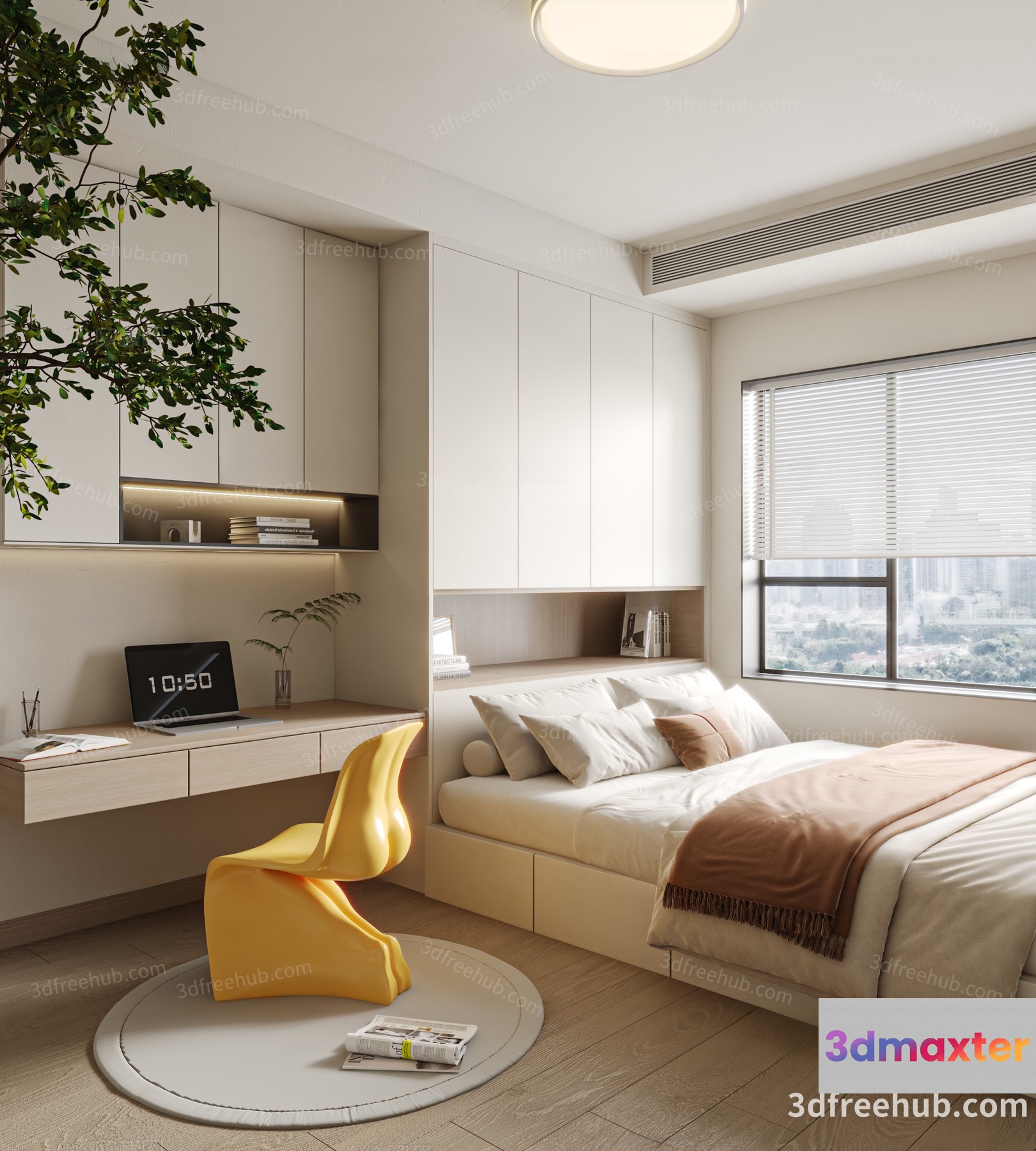 Cozy Modern Bedroom 3D Model - 19689 - VRAY Render