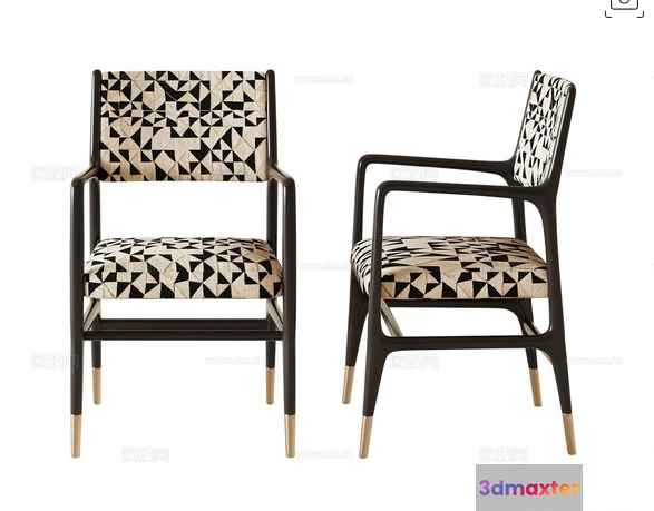 Two Chairs With A Geometric Pattern 3D Model - 16166 - CORONA Render