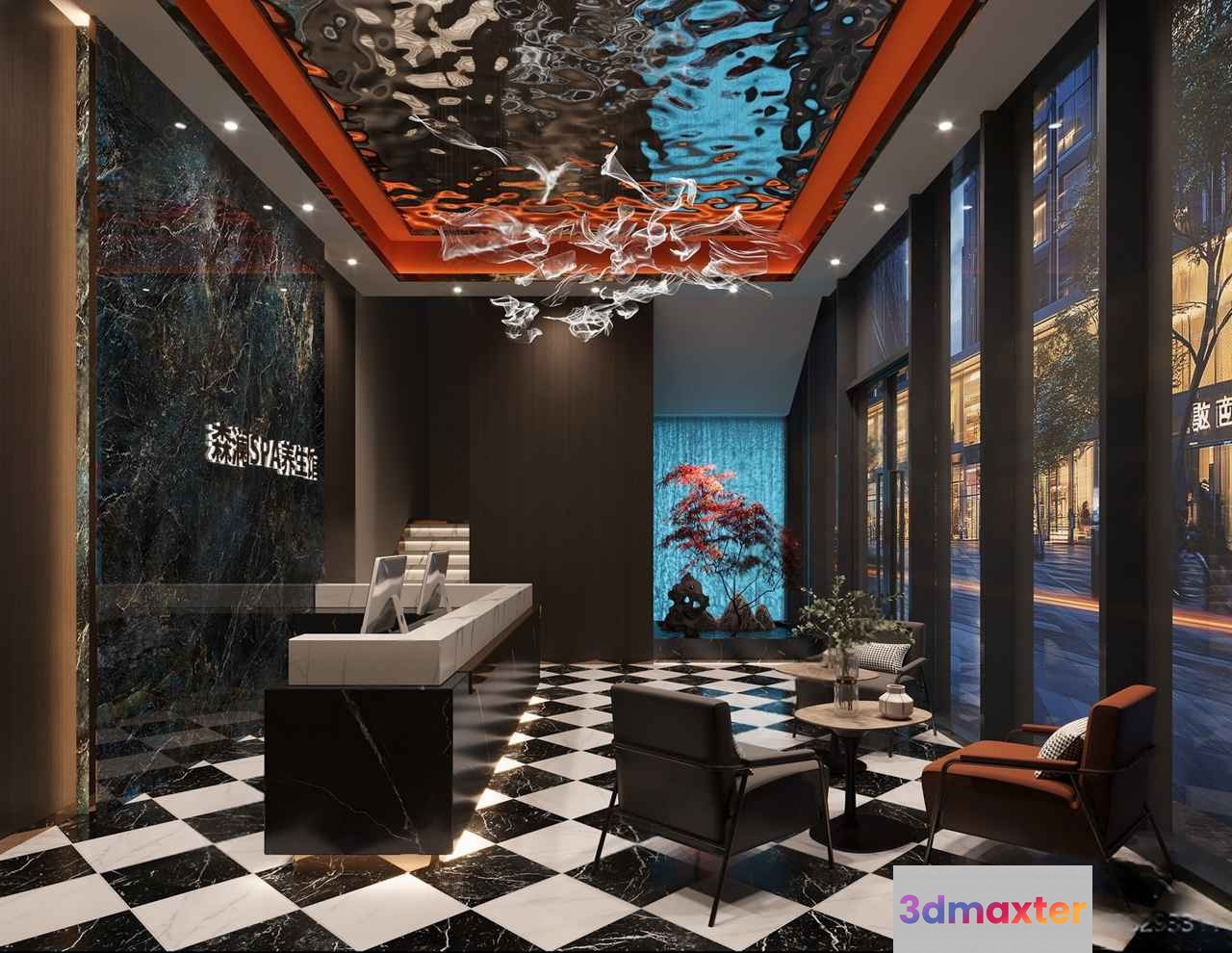 Modern Office Lobby 3D Model - 8928 - CORONA Render